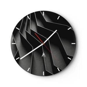 Wanduhr - Glasuhr - Schwarz-weiße Struktur mit räumlicher Lichtwirkung - 30x30cm - Räumliche Ordnung - Moderne Wanddekoration für Wohnzimmer, Küche und Schlafzimmer ARTTOR