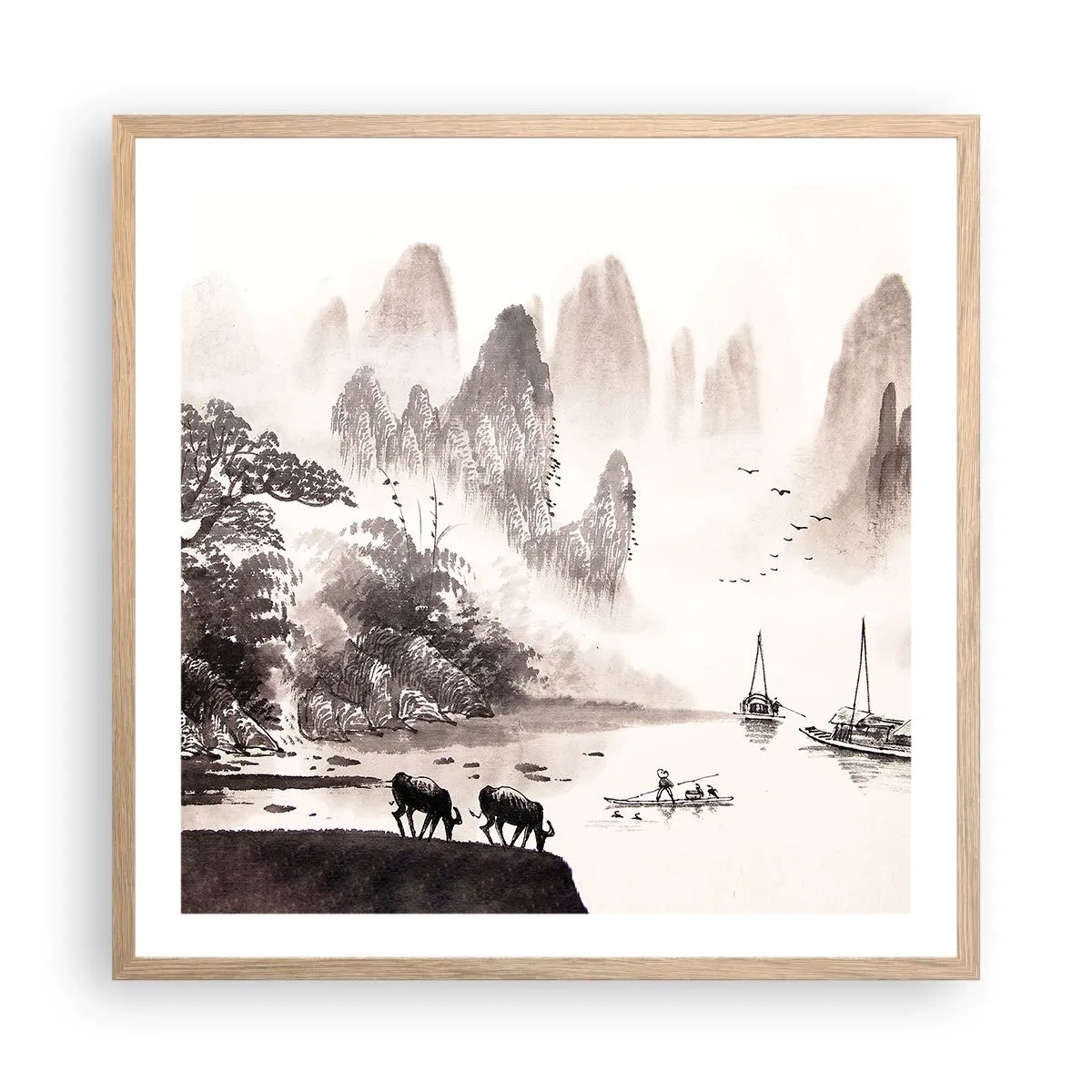 Poster in einem Rahmen aus heller Eiche - Der exotische Alltag des Ostens - 60x60 cm