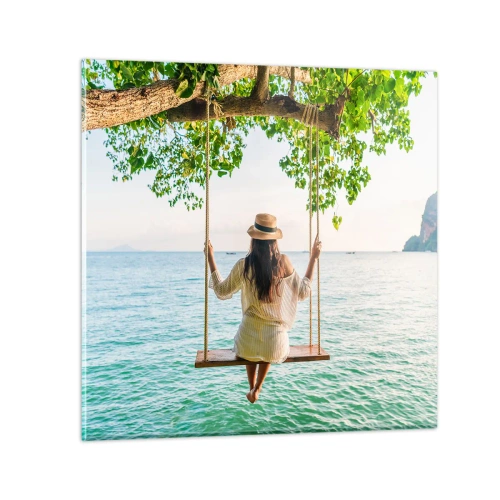 Glasbild - Bild auf glas - Das Leben ist wunderschön - 60x60 cm