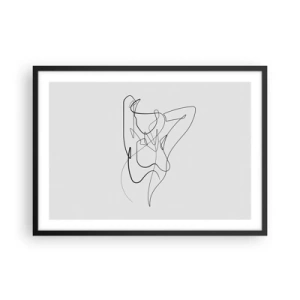 Poster in einem schwarzem Rahmen - Minimalistischer Umriss einer weiblichen Silhouette - 70x50cm - So, wie du wirklich bist ... - Moderne Wanddekoration für Wohnzimmer und Schlafzimmer ARTTOR