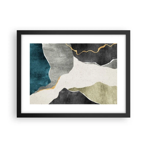 Poster in einem schwarzem Rahmen - Mosaikkomposition mit Goldfaden - 40x30 cm