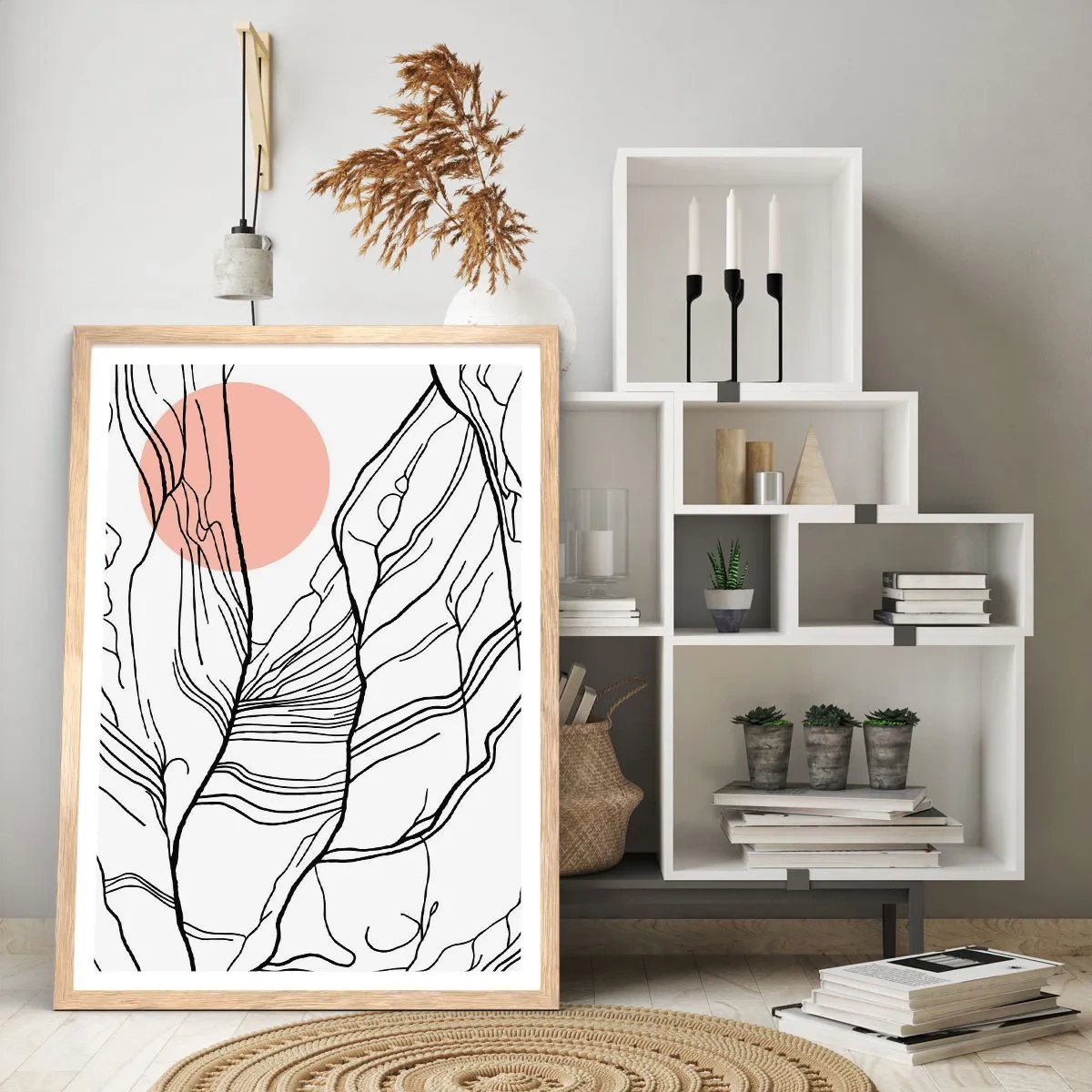 Poster in einem Rahmen aus heller Eiche - In einem Netz aus Zweigen - 40x50 cm