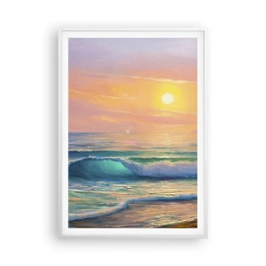 Poster in einem weißen Rahmen - Ein türkisfarbenes Lied der Wellen - 70x100 cm