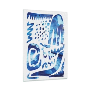 Glasbild - Bild auf glas - Abstraktes Muster in Blautönen - 80x120cm - Zurück zu den Wurzeln - Moderne Wanddekoration für Wohnzimmer und Schlafzimmer ARTTOR
