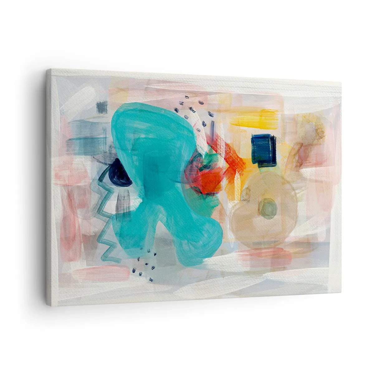 Bild auf Leinwand - Leinwandbild - Abstrakte Formen und Farben schaffen eine dynamische Komposition - 70x50cm - Buntes Spiel - Moderne Wanddekoration für Wohnzimmer und Schlafzimmer ARTTOR