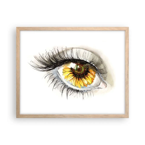 Poster in einem Rahmen aus heller Eiche - Ein Look so heiß wie der Sommer - 50x40 cm