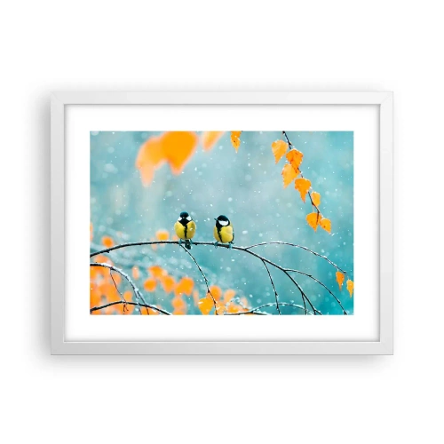 Poster in einem weißen Rahmen - Vogelklatsch - 40x30 cm