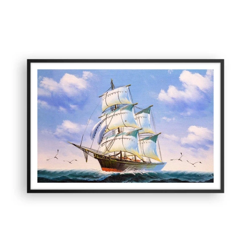 Poster in einem schwarzem Rahmen - Mit Stolz mit dem Wind - 91x61 cm