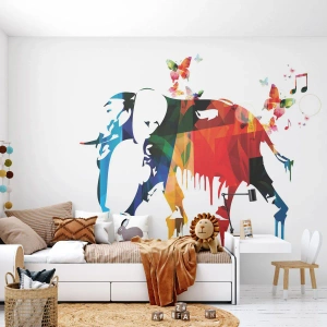 Fototapete Standard Eco - Jeder kann tanzen - Abstraktion, Elefant, Schmetterling - 200x140 cm