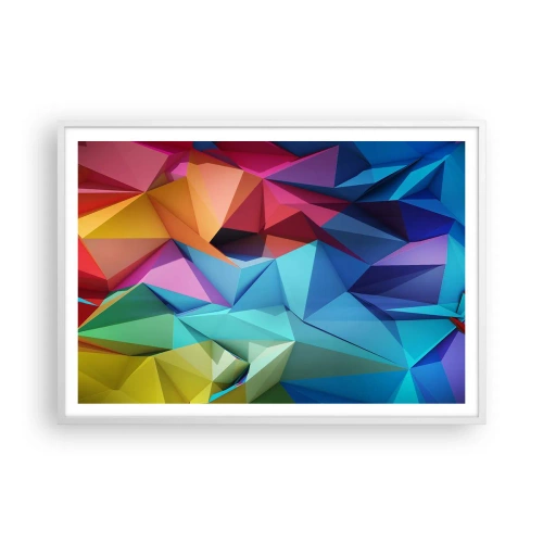 Poster in einem weißen Rahmen - Regenbogen-Origami - 100x70 cm