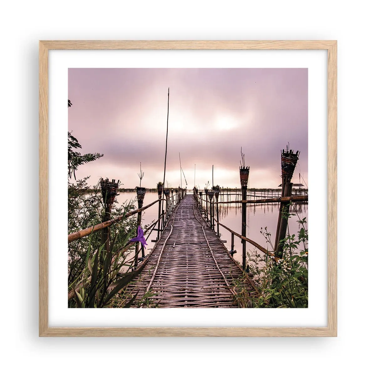 Poster in einem Rahmen aus heller Eiche - Frieden und Ruhe Asiens - 50x50 cm