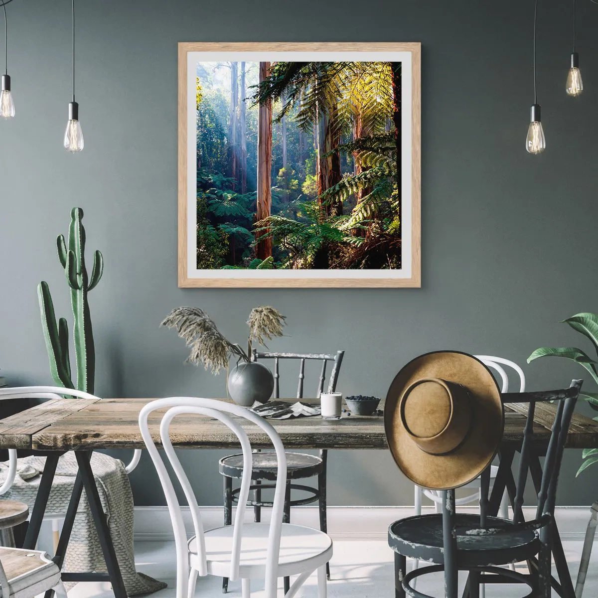 Poster in einem Rahmen aus heller Eiche - Ein Waldmärchen - 60x60 cm