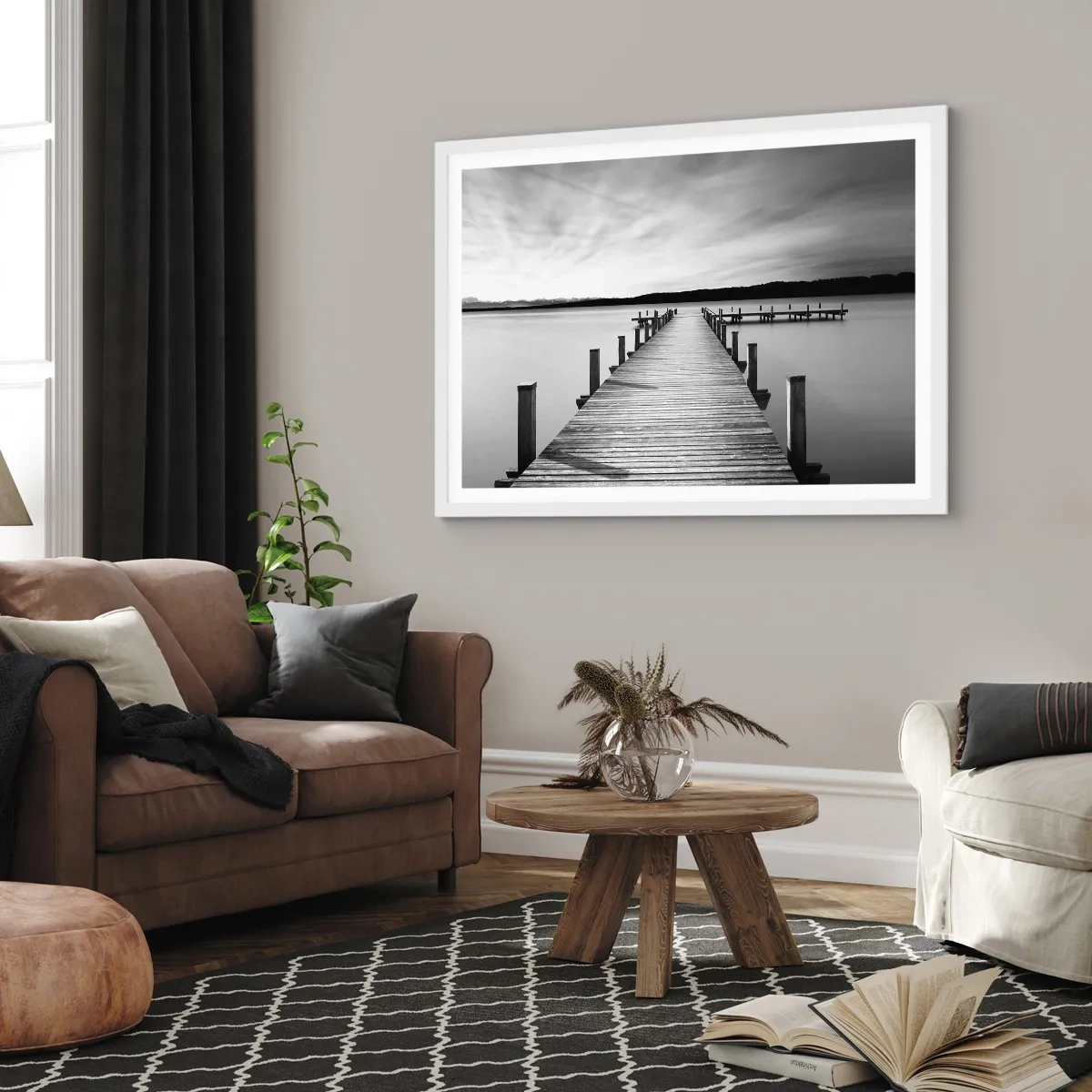 Poster in einem weißen Rahmen - An der Wasserstelle - Ruhe - 100x70 cm