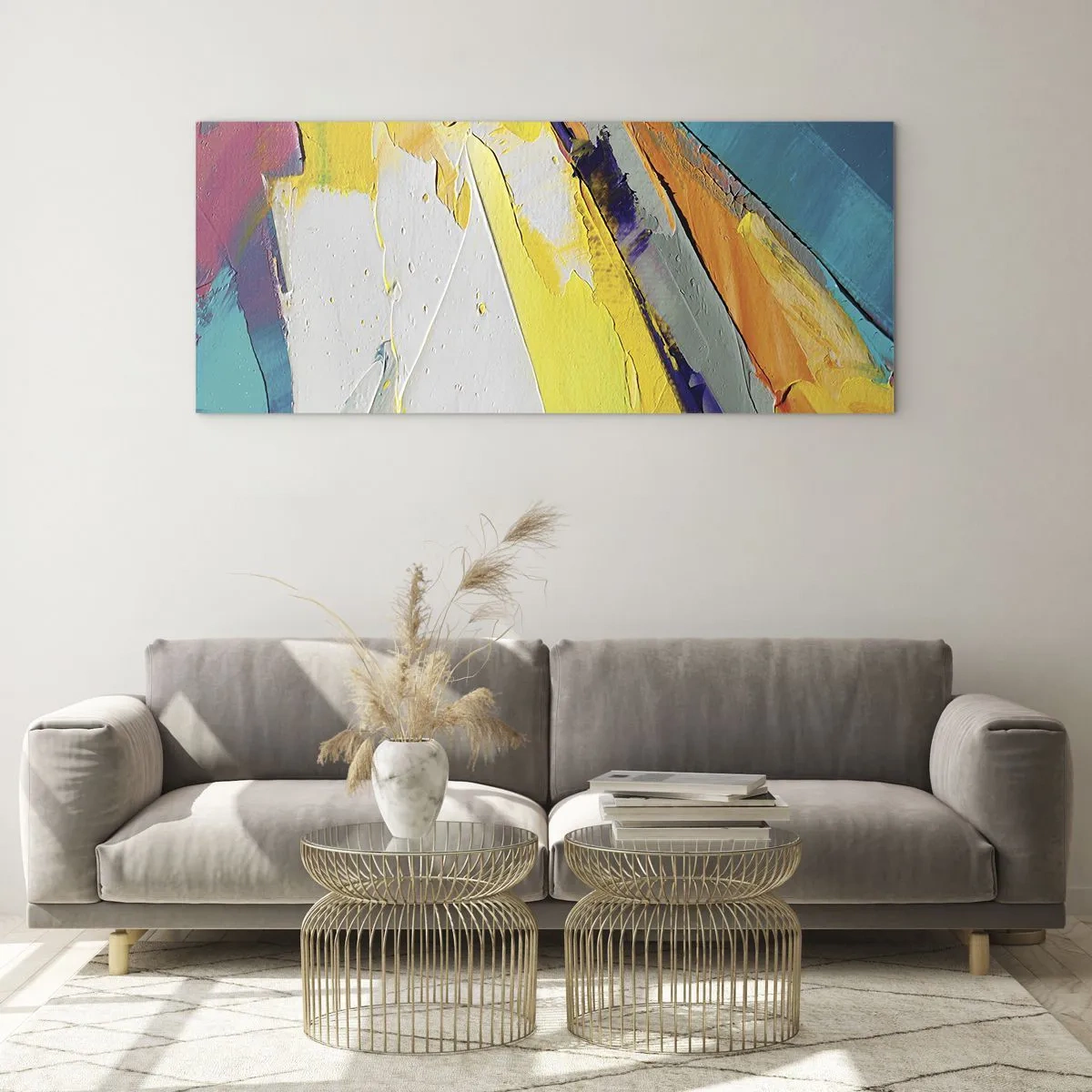 Glasbild - Bild auf glas - Eine abstrakte Komposition in intensiven Farben - 160x50cm - Die Anatomie des Lichts - Moderne Wanddekoration für Wohnzimmer und Schlafzimmer ARTTOR