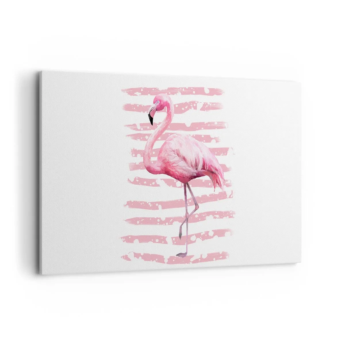 Bild auf Leinwand - Leinwandbild - Flamingo auf rosa Hintergrund im minimalistischen Stil - 120x80cm - In Würde, aber in Pink - Moderne Wanddekoration für Wohnzimmer und Schlafzimmer ARTTOR