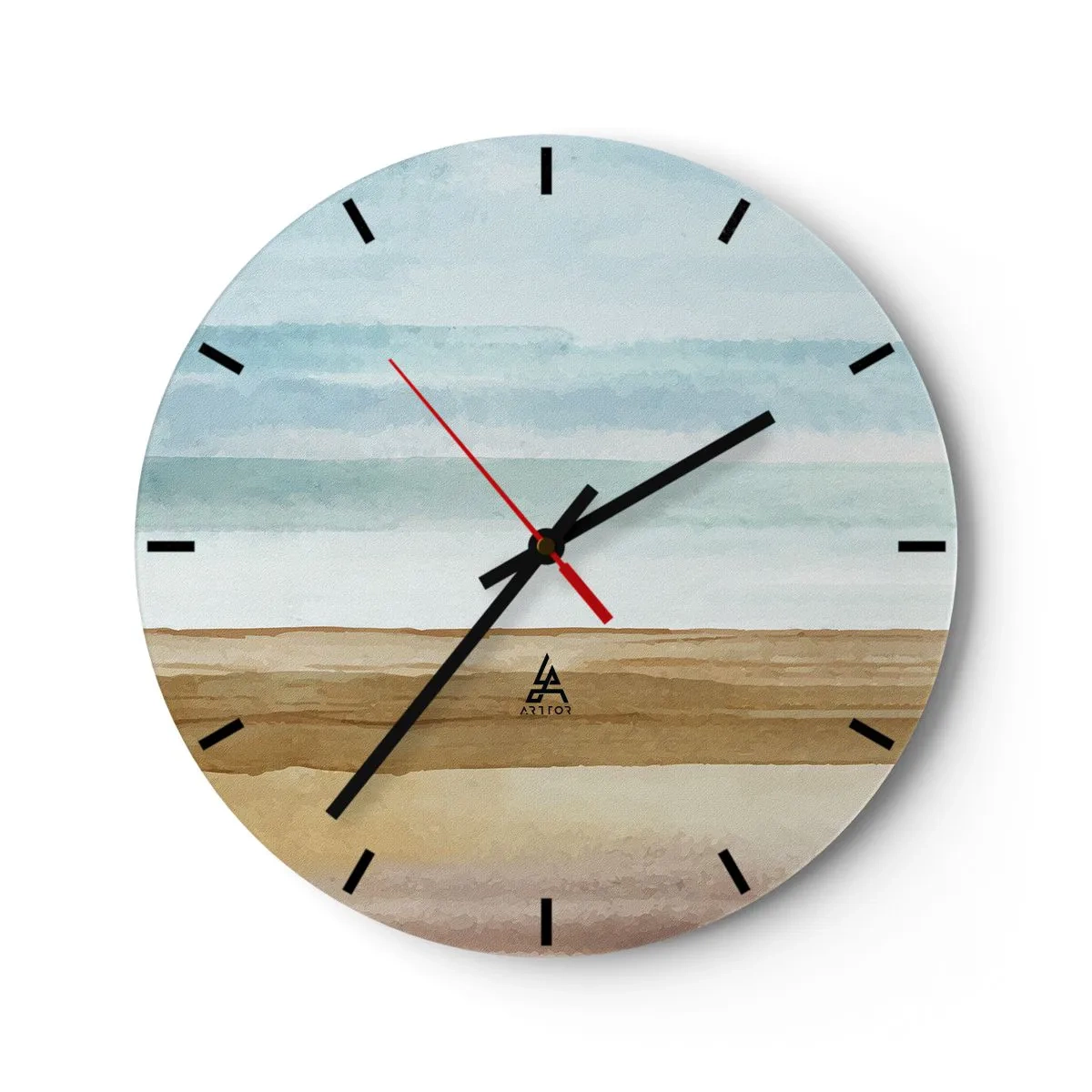 Wanduhr - Glasuhr - Eine zarte Landschaft mit Strand und blauem Himmel - 30x30cm - Trost - Moderne Wanddekoration für Wohnzimmer, Küche und Schlafzimmer ARTTOR
