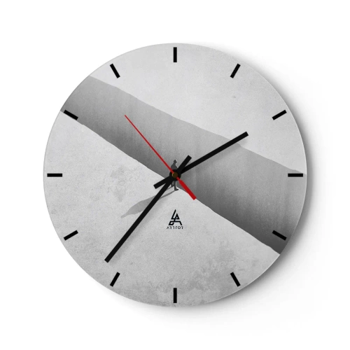 Wanduhr - Glasuhr - Eine minimalistische Silhouette einer Figur in einer Lichtperspektive - 30x30cm - Klares Ziel - Moderne Wanddekoration für Wohnzimmer, Küche und Schlafzimmer ARTTOR