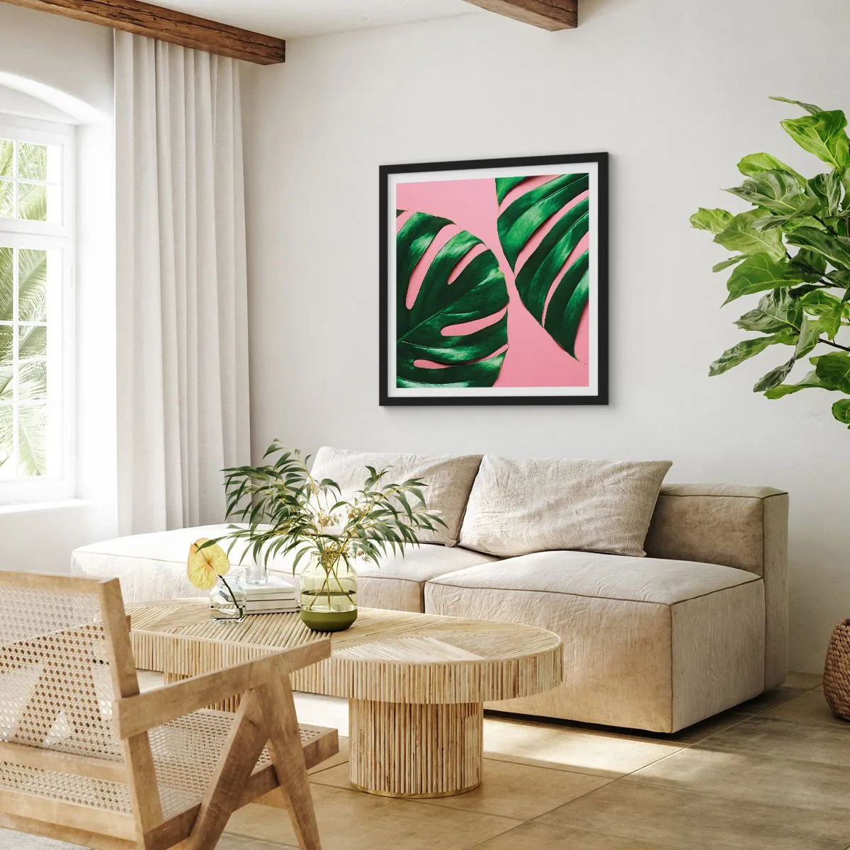 Poster in einem schwarzem Rahmen - Rendezvous im Grünen - 40x40 cm