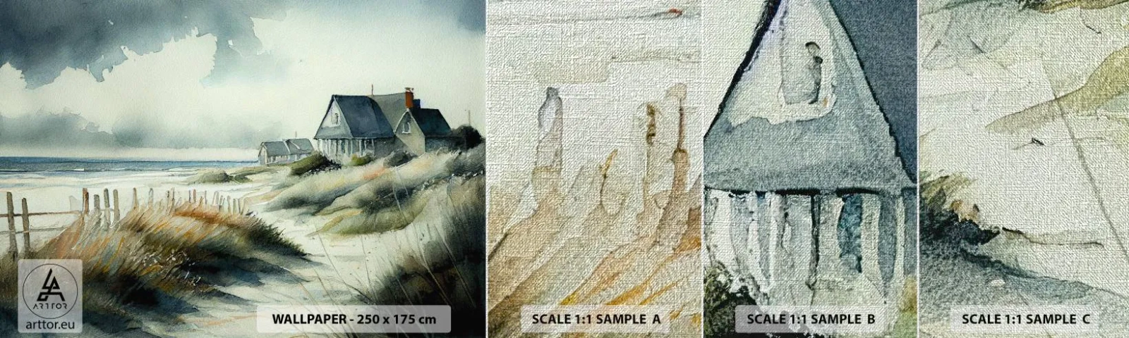 Fototapeten Muster Premium Canvas - Abseits vom Trubel - Haus, Strand, Meer - 100x30 cm