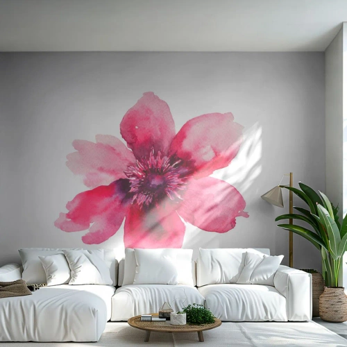 Maßgeschneiderte Fototapete Premium Canvas - Ein nach Karmin duftender Kuss - Blume, Aquarelle, Grafik