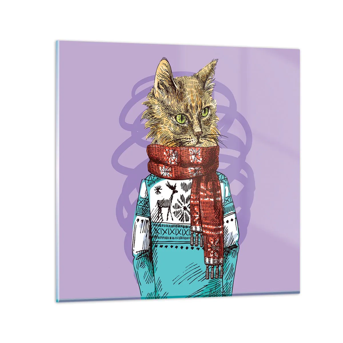 Glasbild - Bild auf glas - Die Katze nicht nur in Schuhen - 70x70 cm