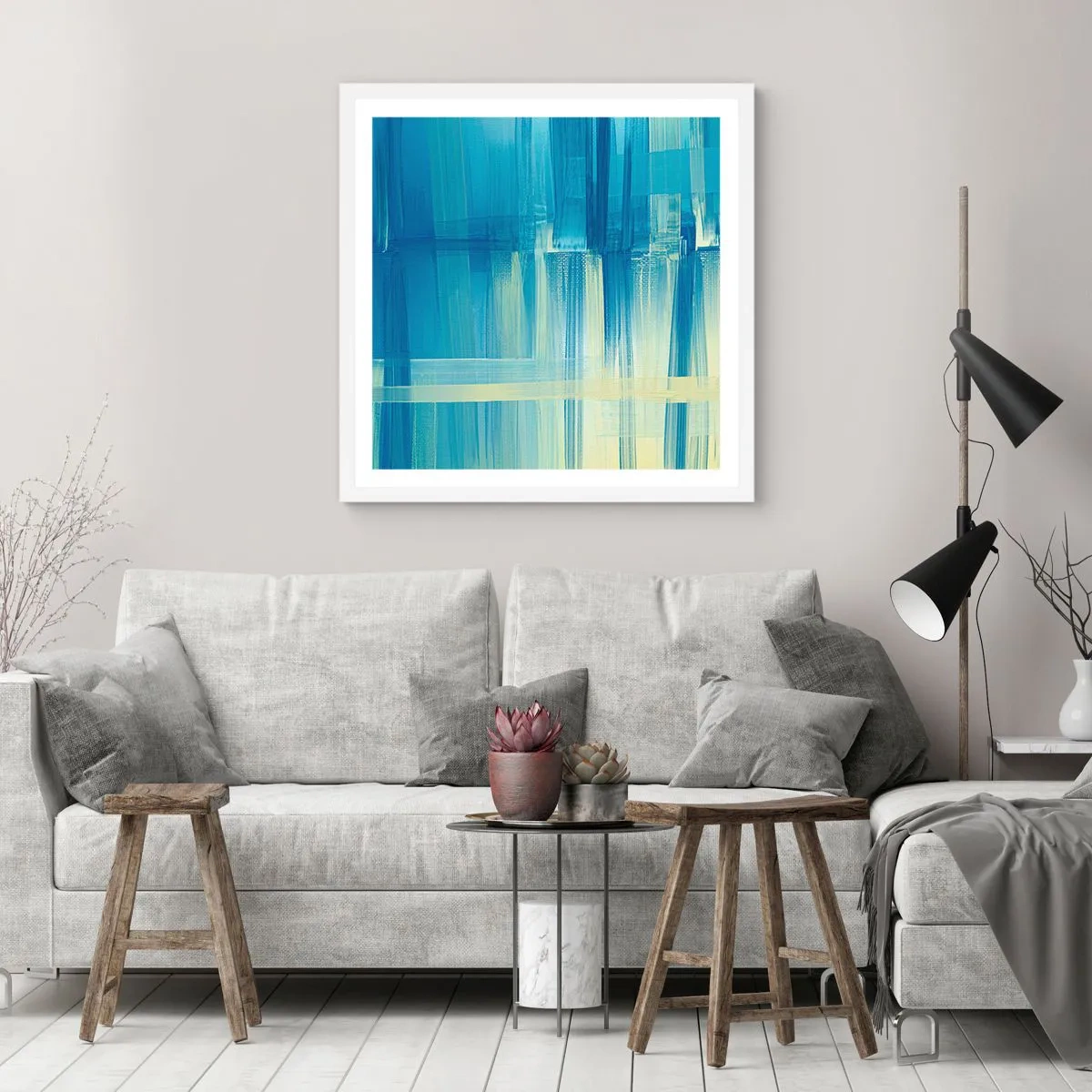 Poster in einem weißen Rahmen - Komposition in Türkis - 40x40 cm