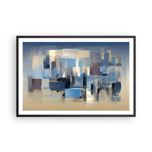 Poster in einem schwarzem Rahmen - Blaue Konstruktion - 91x61 cm