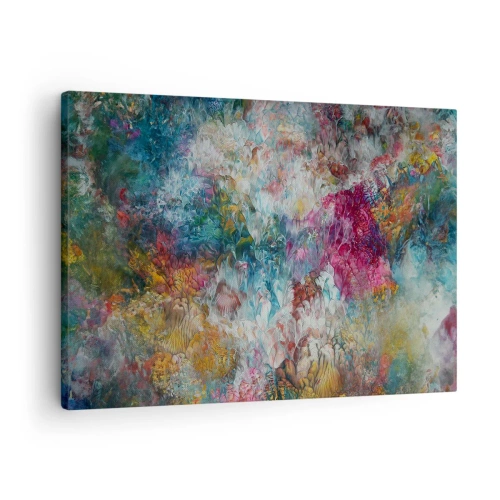 Bild auf Leinwand - Leinwandbild - Eine farbenfrohe Abstraktion, die an blühende Blumen erinnert - 70x50cm - In voller Blüte - Moderne Wanddekoration für Wohnzimmer und Schlafzimmer ARTTOR