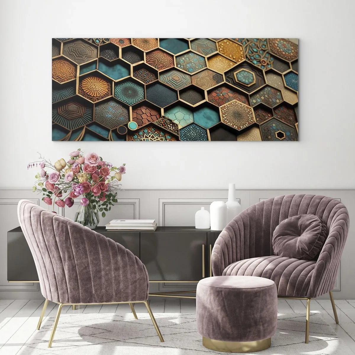 Glasbild - Bild auf glas - Arabische Ornamente – Variation - 90x30 cm