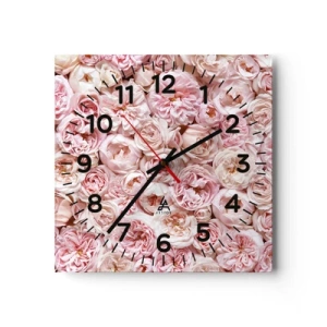Wanduhr - Glasuhr - Auf Rosen gebettet - 30x30 cm