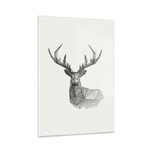 Glasbild - Bild auf glas - Kubistisches Reh aus geometrischen Formen auf weißem Hintergrund - 50x70cm - Ein Hirsch im kubistischen Stil - Moderne Wanddekoration für Wohnzimmer und Schlafzimmer ARTTOR