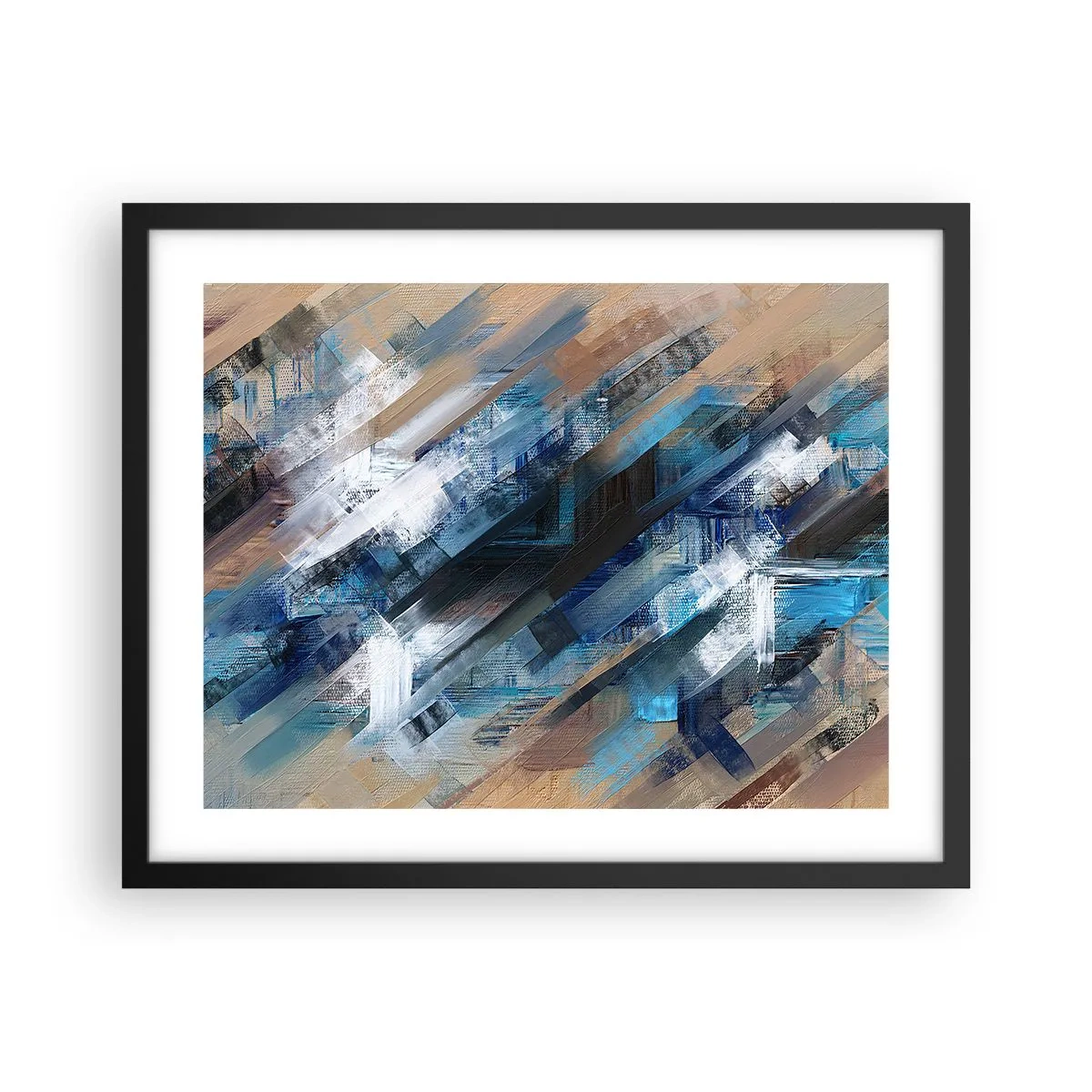 Poster in einem schwarzem Rahmen - Auf einer blauen Diagonale - 50x40 cm