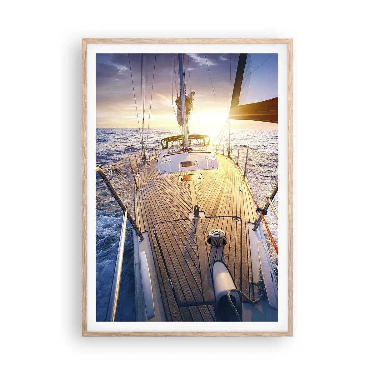 Poster in einem Rahmen aus heller Eiche - Laufen unter den Wellen - 70x100 cm