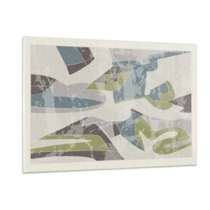 Glasbild - Bild auf glas - Geometrische Komposition in Grün und Grau - 120x80cm - Komposition hinter dem Glas - Moderne Wanddekoration für Wohnzimmer und Schlafzimmer ARTTOR