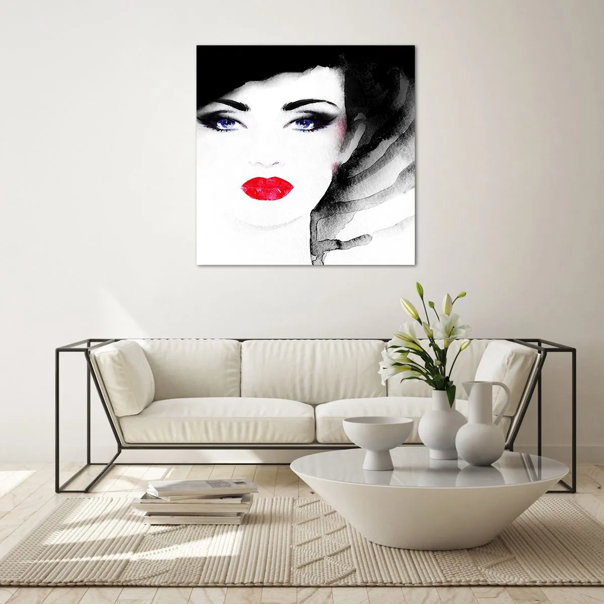 Glasbild - Bild auf glas - Er drückt zurück und ruft an - 70x70 cm