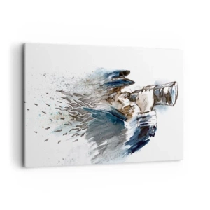 Bild auf Leinwand - Leinwandbild - Ein Kapitän mit Fernglas in einer dynamischen Aquarellszene - 100x70cm - Zehn auf der Beaufort-Skala! - Moderne Wanddekoration für Wohnzimmer und Schlafzimmer ARTTOR