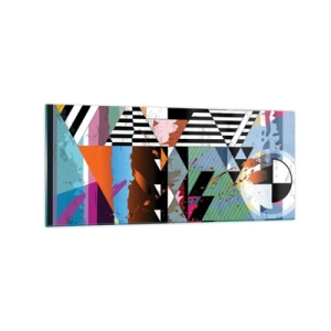 Glasbild - Bild auf glas - Abstrakte geometrische Komposition mit lebendigen Farben - 120x50cm - Geometrisch und organisch - Moderne Wanddekoration für Wohnzimmer und Schlafzimmer ARTTOR