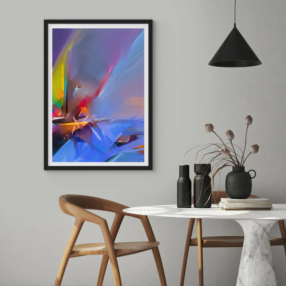 Poster in einem schwarzem Rahmen - Propeller wie ein Vogel - 30x40 cm