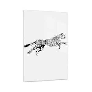 Glasbild - Bild auf glas - Minimalistische Grafik eines Geparden in Bewegung - 70x100cm - Der schnellste der Welt - Moderne Wanddekoration für Wohnzimmer und Schlafzimmer ARTTOR