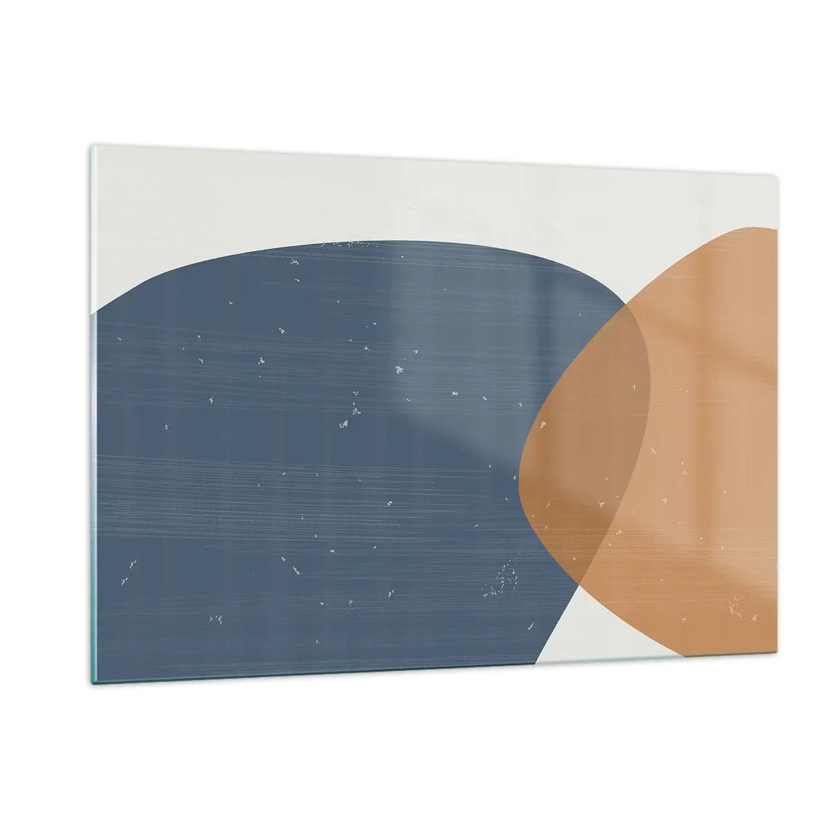 Glasbild - Bild auf glas - Geometrische Komposition mit marineblauen und beigen Ovalen - 120x80cm - Ovale und Einflüsse - Moderne Wanddekoration für Wohnzimmer und Schlafzimmer ARTTOR