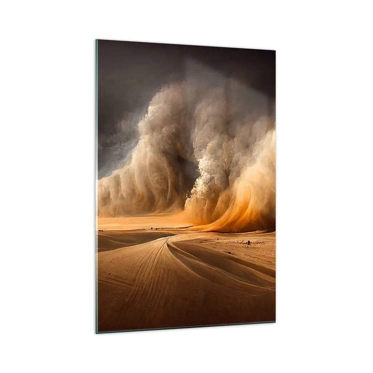 Glasbild - Bild auf glas - Beeindruckender Sandsturm in der Wüste - 70x100cm - Zorn der Wüste - Moderne Wanddekoration für Wohnzimmer und Schlafzimmer ARTTOR