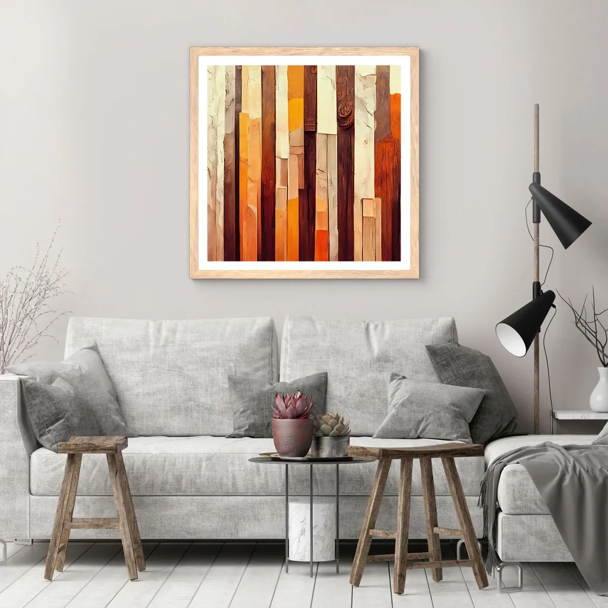 Poster in einem Rahmen aus heller Eiche - Hymne der Waldbäume - 60x60 cm