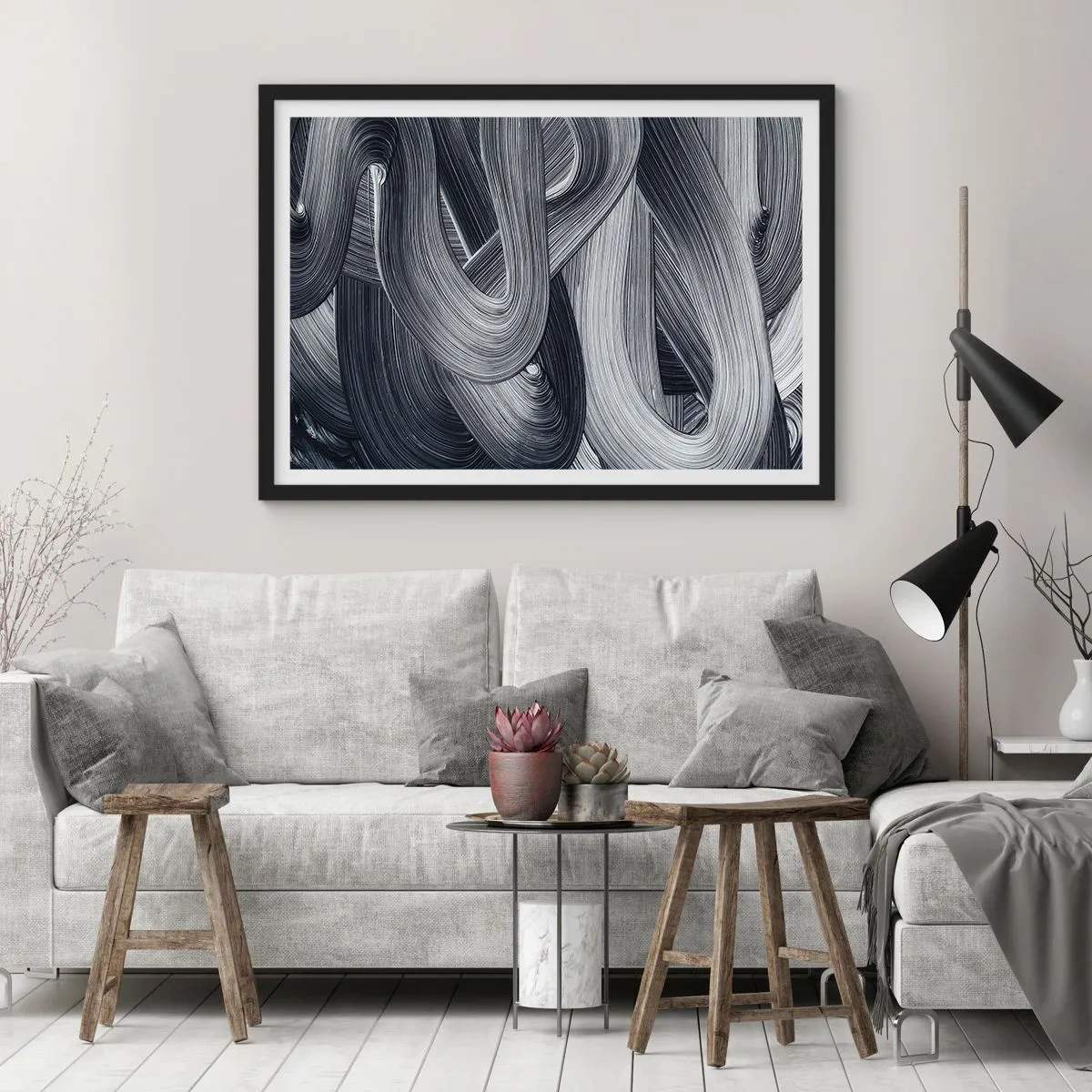 Poster in einem schwarzem Rahmen - Die Fließfähigkeit der Realität - 40x30 cm