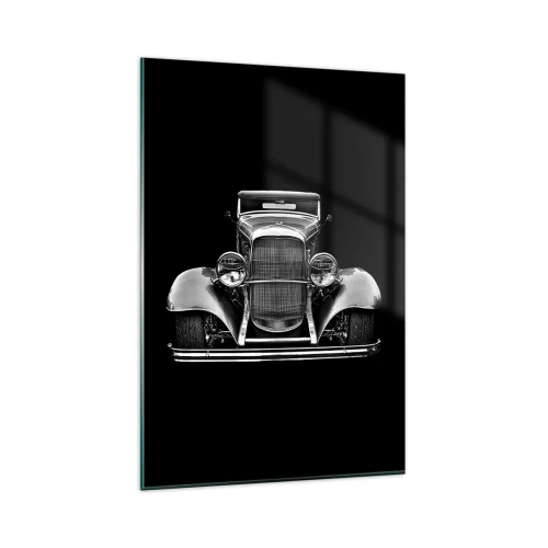 Glasbild - Bild auf glas - Ein Oldtimer in Schwarz und Weiß - 80x120cm - Wahrer Gentleman - Moderne Wanddekoration für Wohnzimmer und Schlafzimmer ARTTOR