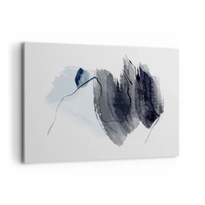 Bild auf Leinwand - Leinwandbild - Abstrakte Komposition in Grau- und Blautönen - 100x70cm - Intensität und Bewegung - Moderne Wanddekoration für Wohnzimmer und Schlafzimmer ARTTOR