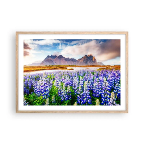 Poster in einem Rahmen aus heller Eiche - Kraft und Strenge neben Sanftmut - 70x50 cm