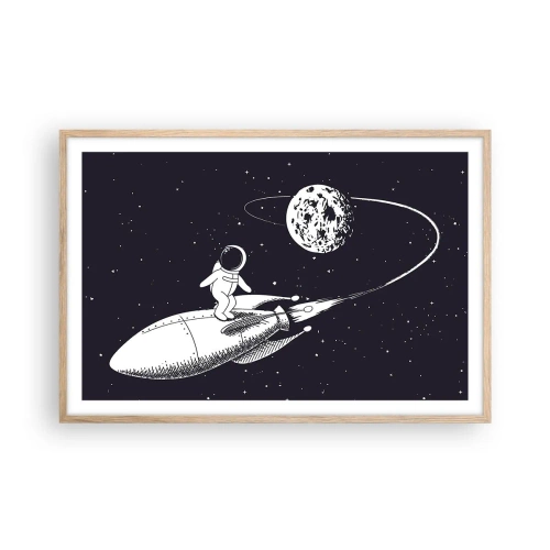 Poster in einem Rahmen aus heller Eiche - Weltraumsurfer - 91x61 cm