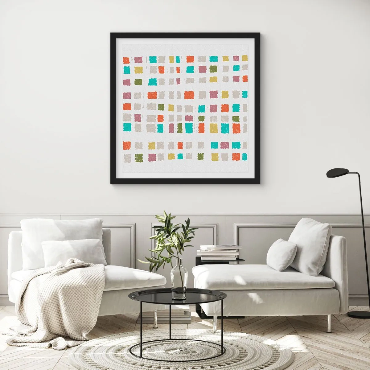Poster in einem schwarzem Rahmen - Unbekanntes Spiel - 50x50 cm