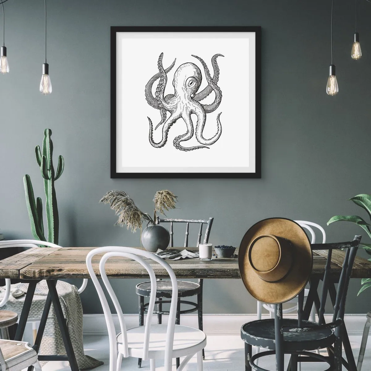 Poster in einem schwarzem Rahmen - Mit den Wellen tanzen - 30x30 cm