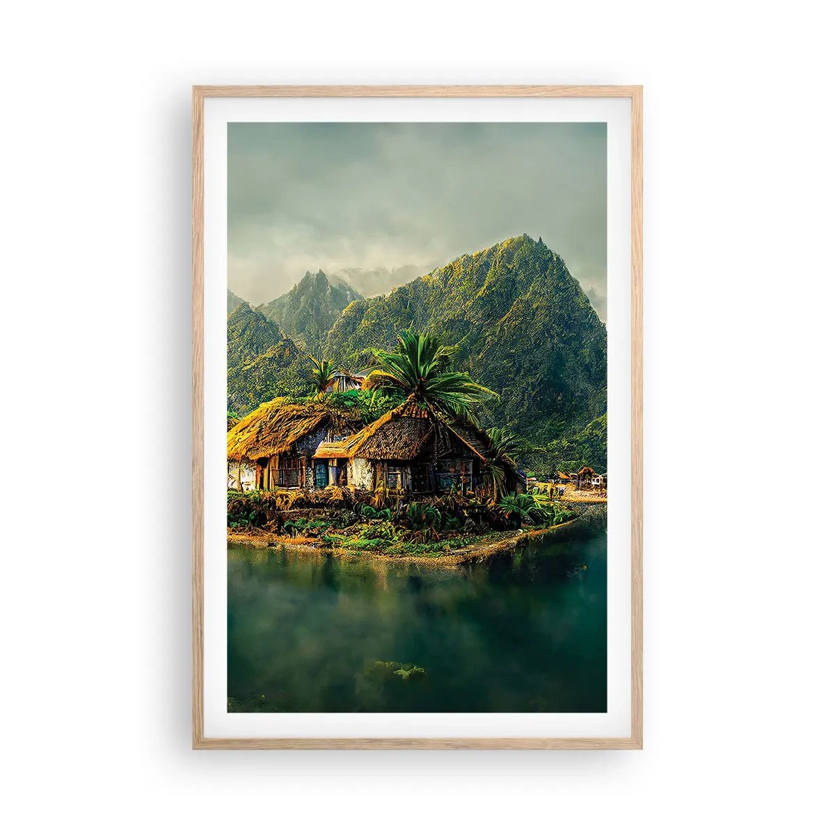 Poster in einem Rahmen aus heller Eiche - Tropisches Paradies - 61x91 cm